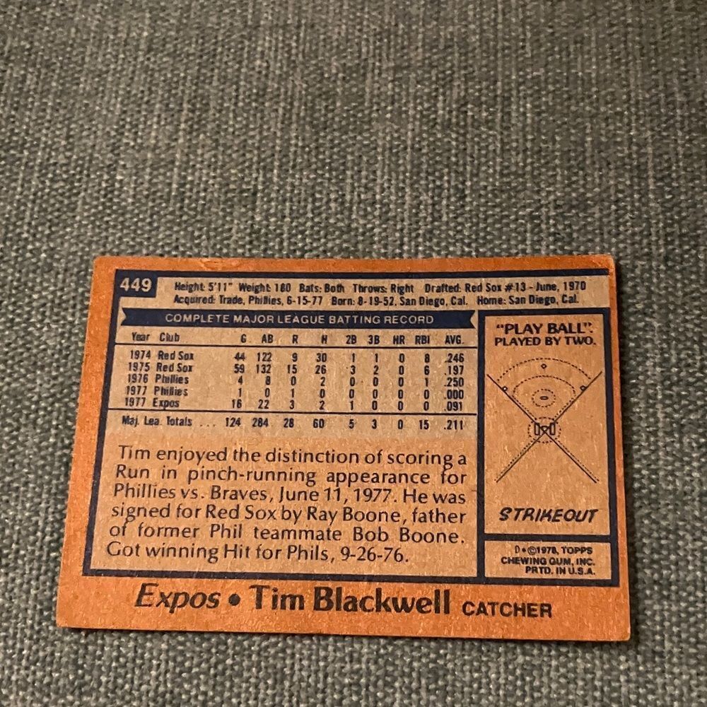 1978 Topps Montreal Expos Baseball Card Trading Card - Picture 2 of 2